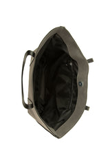 Gri Deri Askı Garnili Büyük Nubuk Çanta