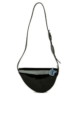 Siyah Askı Detaylı Oval Rugan Kapaklı Baget