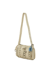 Krem Kuş Gözü Detaylı Kemerli Rugan Baget