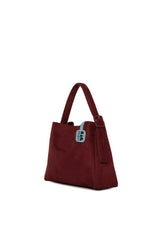 Bordo Mini Kemerli Süet Çanta