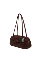 Bordo Gerçek Deri Kemerli İnce Askılı Çanta