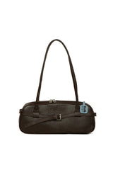 Kahverengi Gerçek Deri Kemerli İnce Askılı Çanta