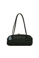 Siyah Gerçek Deri Kemerli İnce Askılı Çanta