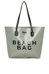 Gri Beach Bag Baskılı Plaj Çantası