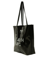 Siyah Beach Bag Baskılı Plaj Çantası