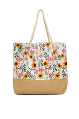 Pembe Baskılı Jüt Garnili Plaj Çantası