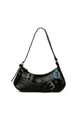 Mat Siyah Kemer Aksesuarlı Askı Detaylı Baget Çanta