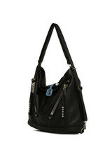 Siyah Yumuşak Dokulu Çift Çapraz Fermuarlı Askılı ve Sır