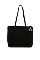 Siyah İnce Askılı Fermuarlı Nubuk Tote Çanta