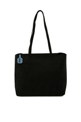 Siyah İnce Askılı Fermuarlı Nubuk Tote Çanta