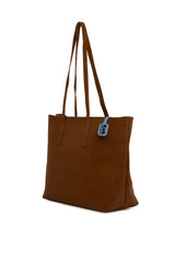 Taba İnce Askılı Fermuarlı Nubuk Tote Çanta