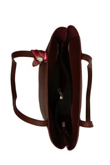 Bordo Üç Bölmeli Şallı Tote Çanta