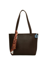 Kahverengi Üç Bölmeli Şallı Tote Çanta