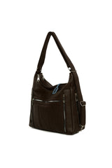 Kahverengi Yedi Gözlü Fermuar Detaylı Askılı ve Sırt Salaş Ça