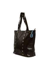 Kahverengi Trok Detaylı Kırışık Deri Büyük Tote Çanta