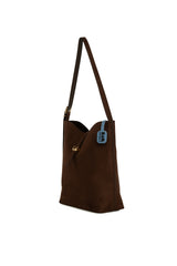 Kahverengi Şişe Dipli Kemer Detaylı Süet Çanta