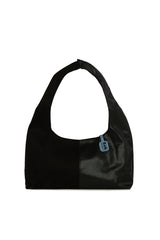 Siyah Süet Garnili Oval Omuz Çantası