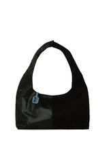 Siyah Süet Garnili Oval Omuz Çantası