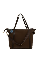 Kahverengi Kemer Detaylı Saten Tote Çanta