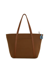 Taba Deri Şeritli Cepli Fermuarlı Nubuk Tote Çanta