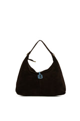 Kahverengi Hakiki Süet Deri Mini Salaş Omuz Çantası