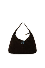 Kahverengi Hakiki Süet Deri Mini Salaş Omuz Çantası