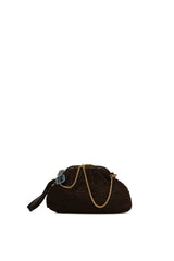 Kahverengi Burslu Pilili Hasır Çanta