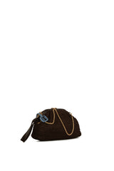 Kahverengi Burslu Pilili Hasır Çanta