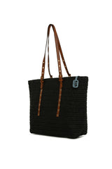 Siyah Kemer Detaylı Tote Hasır Çanta