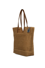 Vizon Deri Askılı Büyük Örgülü Hasır Büyük Çanta