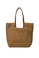 Vizon Deri Askılı Büyük Örgülü Hasır Büyük Çanta