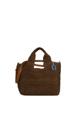 Kahverengi Uzun Askılı El Tutmalı Hasır Çanta