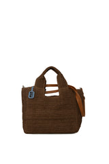 Kahverengi Uzun Askılı El Tutmalı Hasır Çanta