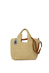 Krem Uzun Askılı El Tutmalı Hasır Çanta