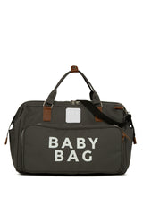 Gri Baby Bag Baskılı Geniş Cepli Anne Bebek Çantası