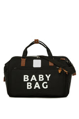 Siyah Baby Bag Baskılı Geniş Cepli Anne Bebek Çantası