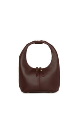 Bordo Fermuarlı Oval Omuz Çantası
