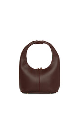 Bordo Fermuarlı Oval Omuz Çantası