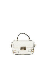 Beyaz Nakışlı Kemer Detaylı Mini Çanta