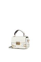 Beyaz Nakışlı Kemer Detaylı Mini Çanta