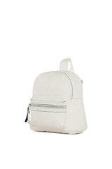 Beyaz Kapitone Kolonlu Mini Sırt Çantası