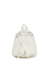 Beyaz Kapitone Kolonlu Mini Sırt Çantası