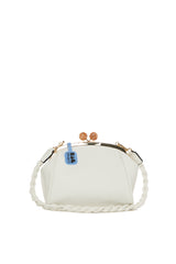 Beyaz Örgü Askılı Burslu Klasik Çanta