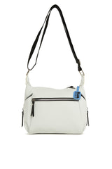 Beyaz Yan Fermuar Detaylı Askılı Çanta