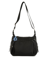 Siyah Yan Fermuar Detaylı Askılı Çanta