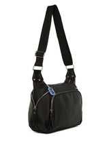 Siyah Yan Fermuar Detaylı Askılı Çanta