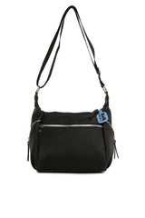 Siyah Yan Fermuar Detaylı Askılı Çanta