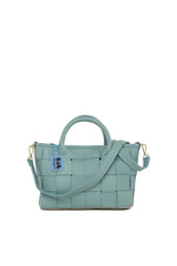 Mavi Örgü Derili Askılı Tasarım Çanta