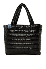 Siyah Raylı Şişme Puf Çanta