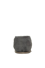 Gri Peluş Oval Kutu Çanta